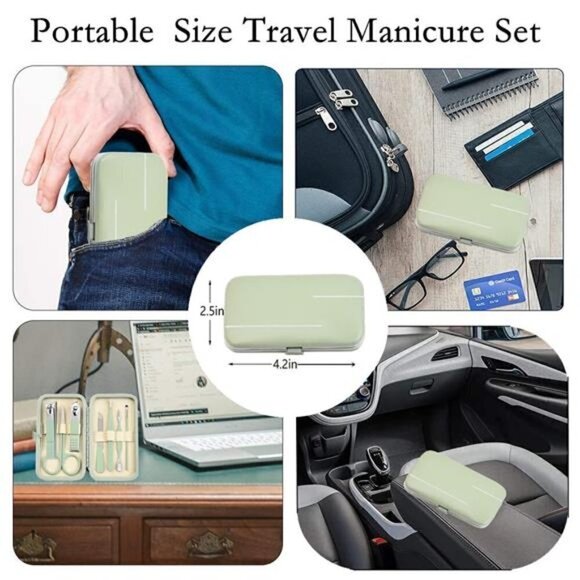 Manicure Set Personal Care Nail Clipper Kit Manicure 8 n 1 Pedicure MINT GREEN - Picture 4 of 5